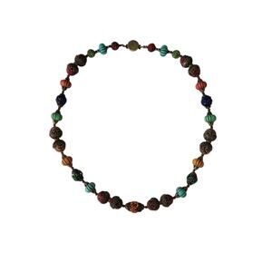 Vintage Brass Beaded Statement Necklace | Handmade Bold Jewelry